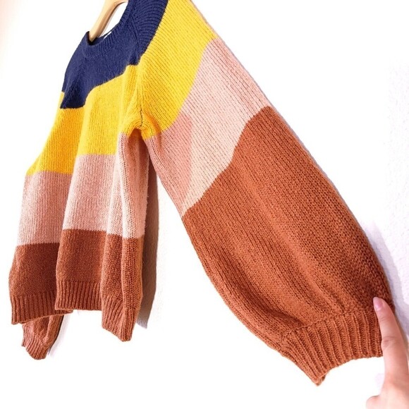 ELOQUII Slouchy Balloon Sleeve Multi Stripe Sweater Vintage Retro Plus 18 20 - Picture 5 of 10